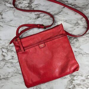 Fossil Vintage Red Leather Crossbody Bag